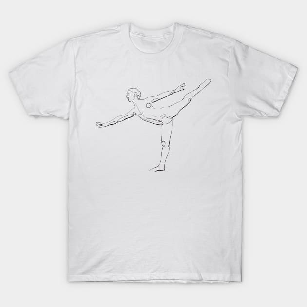 Minimalist Ballet Dancer Line Art - Graceful Arabesque T-Shirt by nycsketchartist